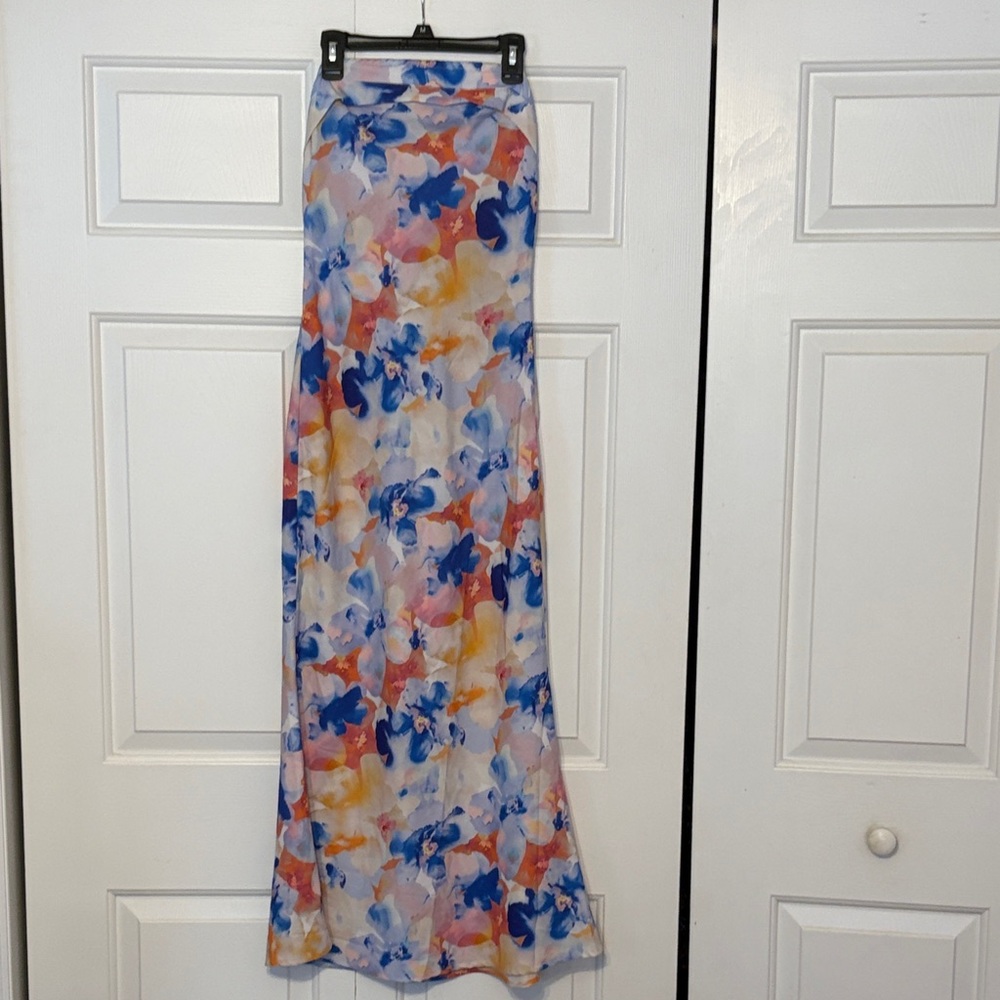 Floral Maxi Strapless Dress - Multicolor